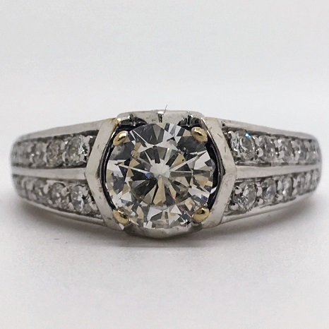 1.87 Carat Round-Cut Diamond Engagement Ring in 18k White Gold